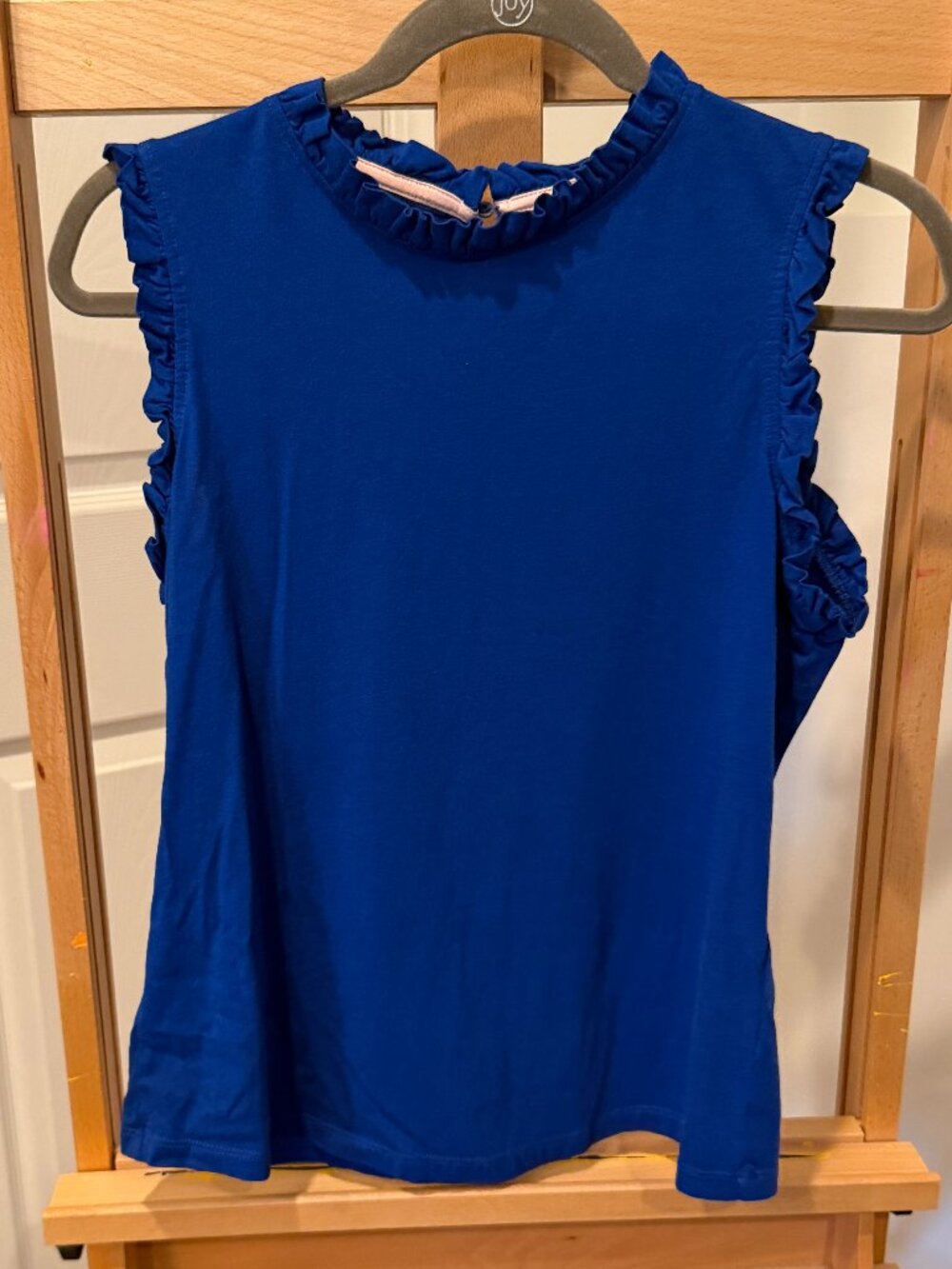 Boden Blue Ruffle Neck and Sleeve Keyhole Back Sleeveless - Worn Once! US10